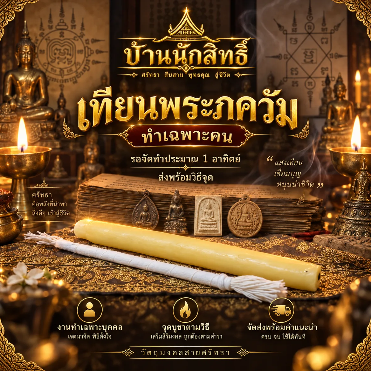 เทียน พระภควัม ทำเฉพาะคน 1อาทิตย์ ส่งพร้อมวิธีจุด